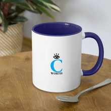 Load image into Gallery viewer, DETERMINED Contrast Coffee Mug - white/cobalt blue