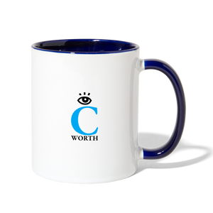 DETERMINED Contrast Coffee Mug - white/cobalt blue