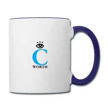Load image into Gallery viewer, DETERMINED Contrast Coffee Mug - white/cobalt blue