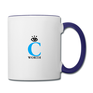 DETERMINED Contrast Coffee Mug - white/cobalt blue