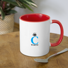 Load image into Gallery viewer, DETERMINED Contrast Coffee Mug - white/red