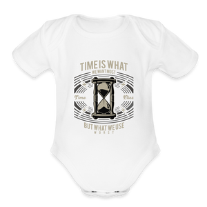 I C TIME Organic Short Sleeve Baby Bodysuit - white