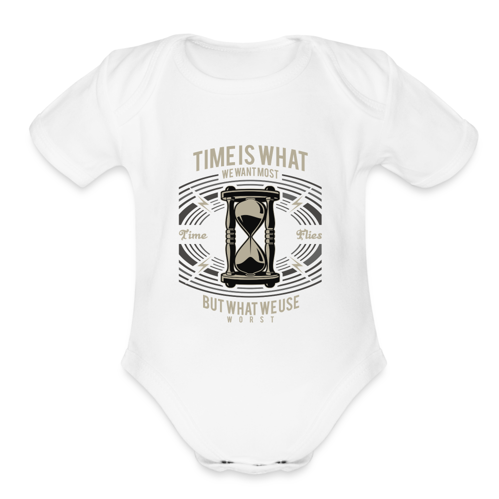 I C TIME Organic Short Sleeve Baby Bodysuit - white