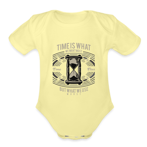 I C TIME Organic Short Sleeve Baby Bodysuit - washed yellow