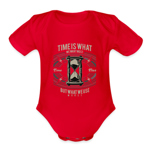 I C TIME Organic Short Sleeve Baby Bodysuit - red