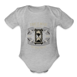 I C TIME Organic Short Sleeve Baby Bodysuit - heather grey