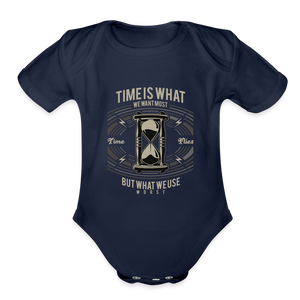 I C TIME Organic Short Sleeve Baby Bodysuit - dark navy